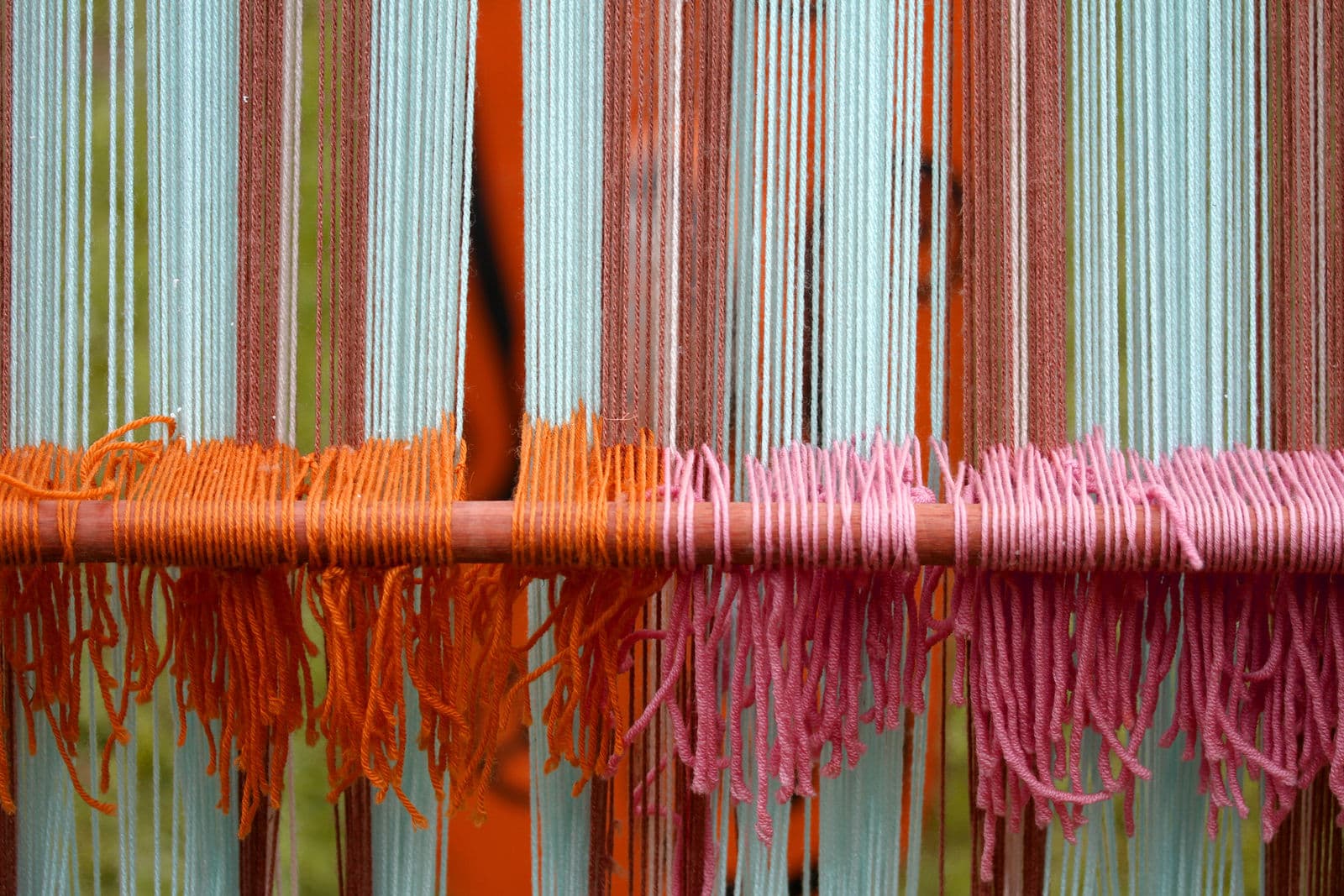 Warp threads on a loom