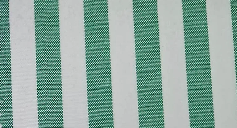 Green and white wide-stripe hospital bed sheet fabric