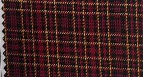 Maroon-black windowpane check waistcoat fabric
