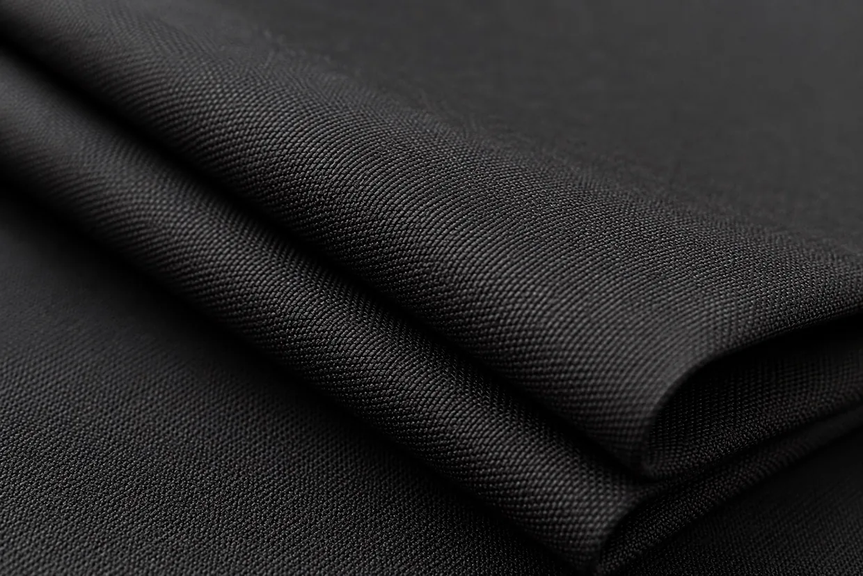 Black twill blazer fabric close-up