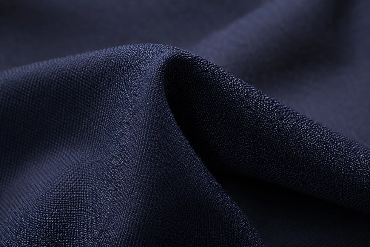 Navy twill corporate uniform fabric close-up