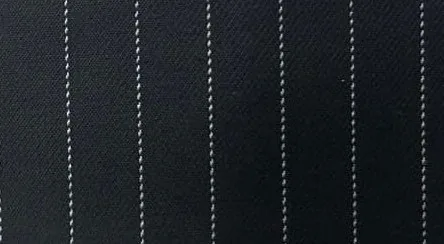 Black fine dashed white pinstripe fabric