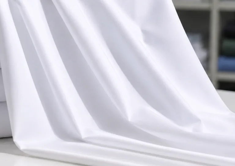 Draped white doctor coat fabric