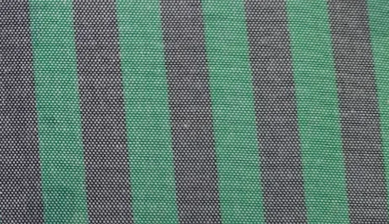 Close-up of pink and white striped hospital staff uniform fabric
