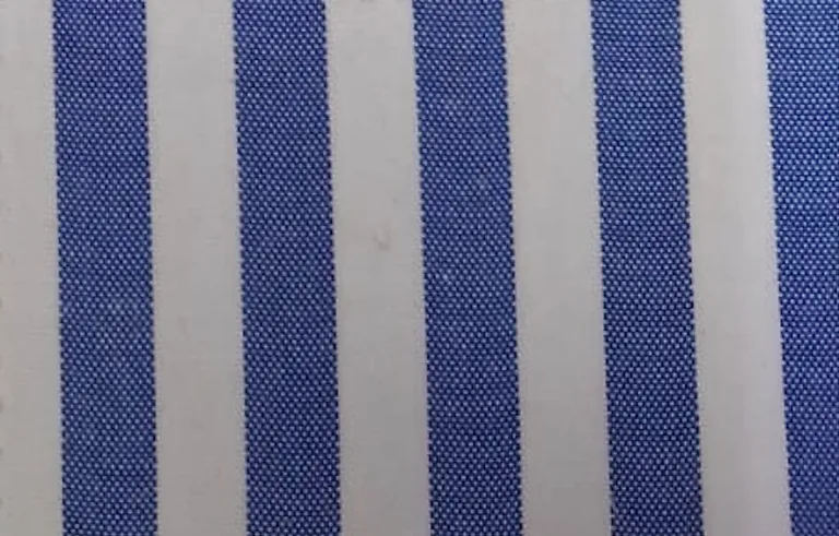 Close-up of denim blue and white striped hospital staff uniform fabric