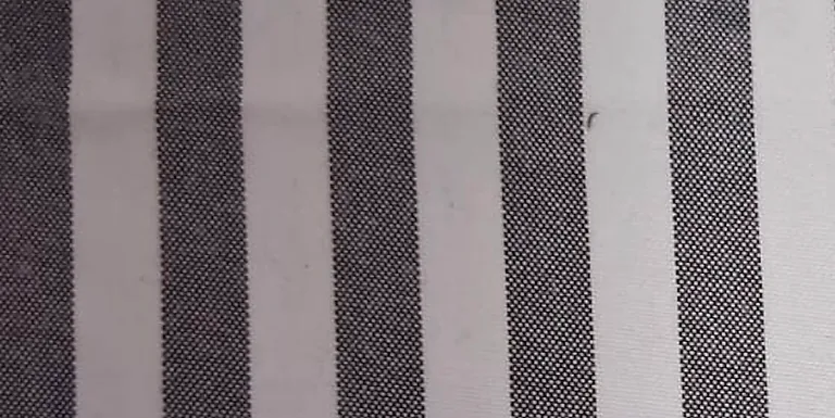 Close-up of charcoal and white striped hospital staff uniform fabric