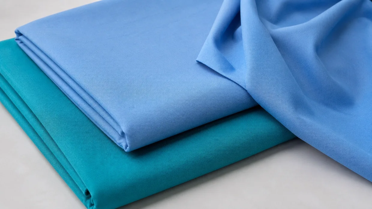 Folded blue and teal scrub fabric